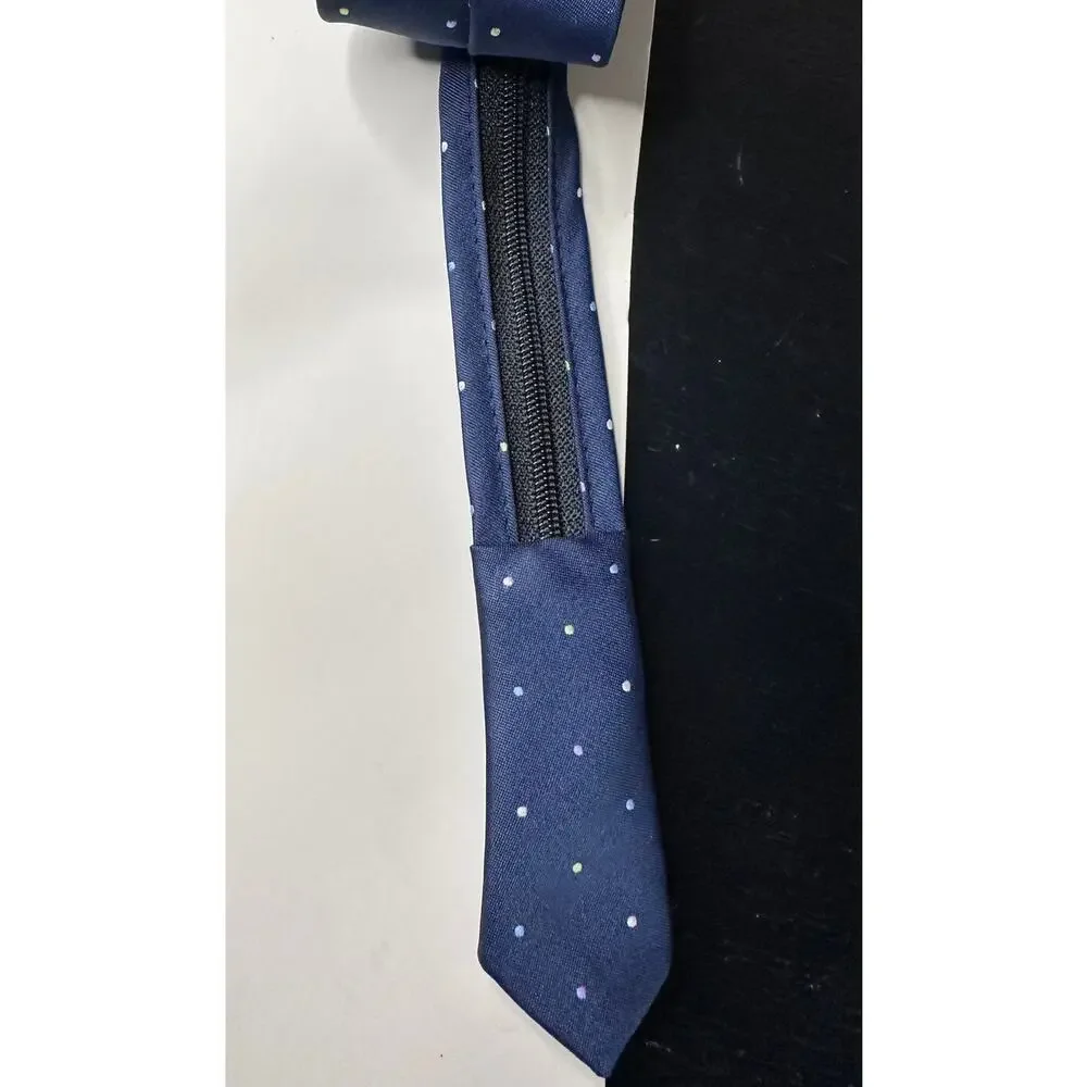 Cat & Jack Boys Blue Polka Dot Zip Necktie S/M Woven‎ NEW w Tags